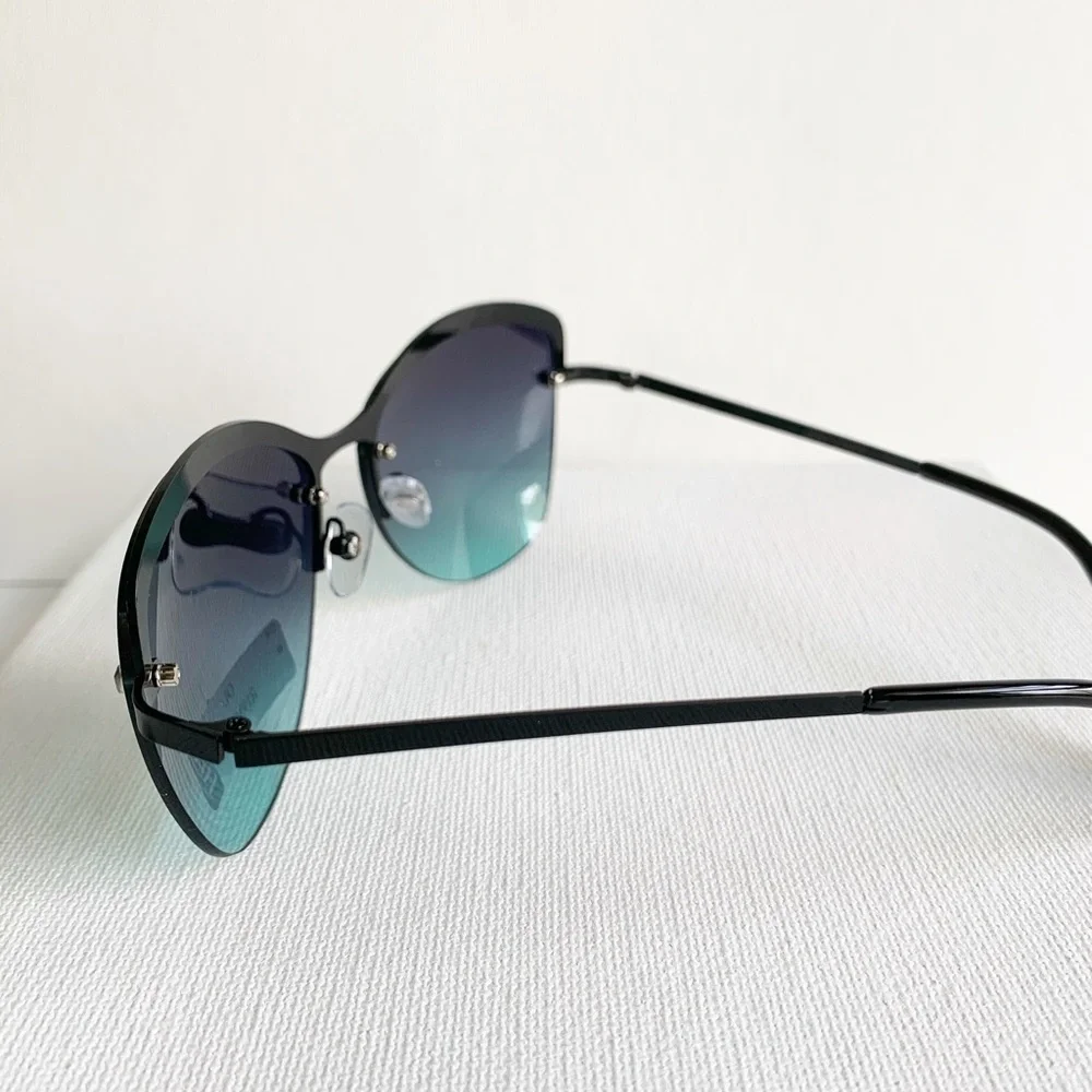 NWT blue lens semi rimless sunglasses